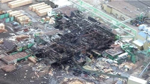 Explosion at sawmill Babine Forest Products. Source: CBC.ca